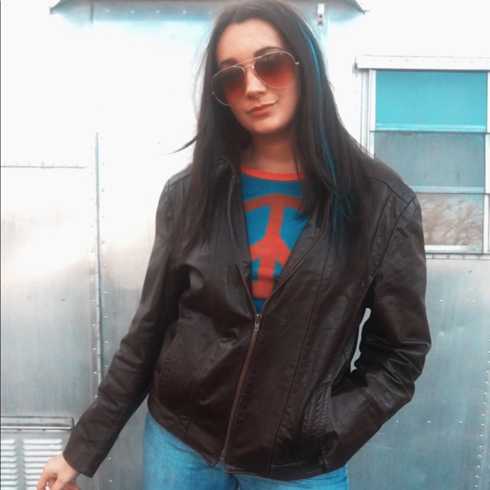 Vintage Leather Preacher Collar Jacket